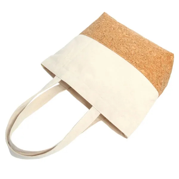 Cork Canvas Tote Shopping Bag, custom tote bag with logo imprint 2
