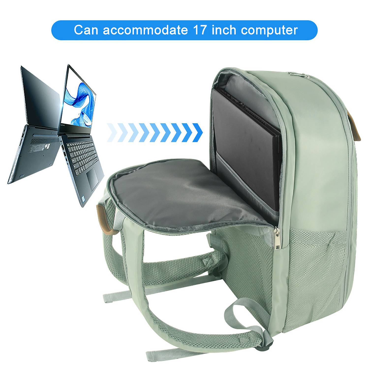 Double Zipper Nylon Backpack w/ USB Port 5