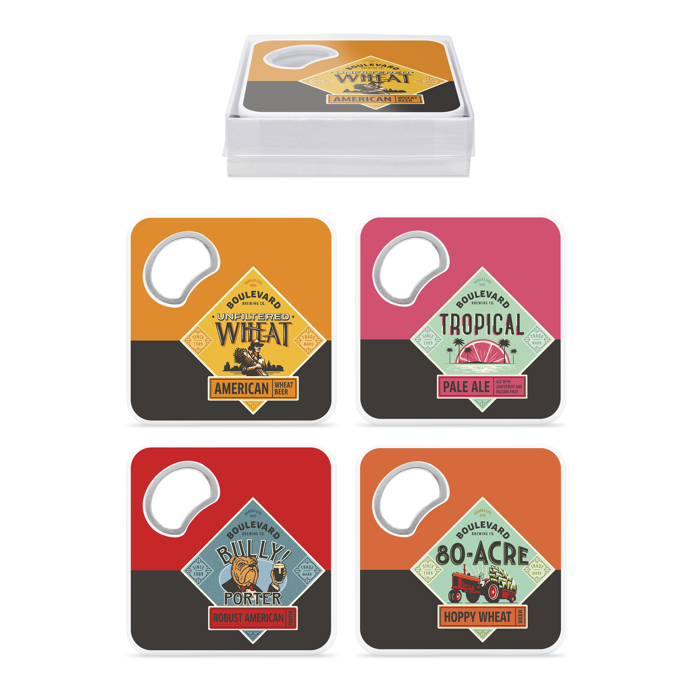 Magnetic Coaster With Bottle Opener Set