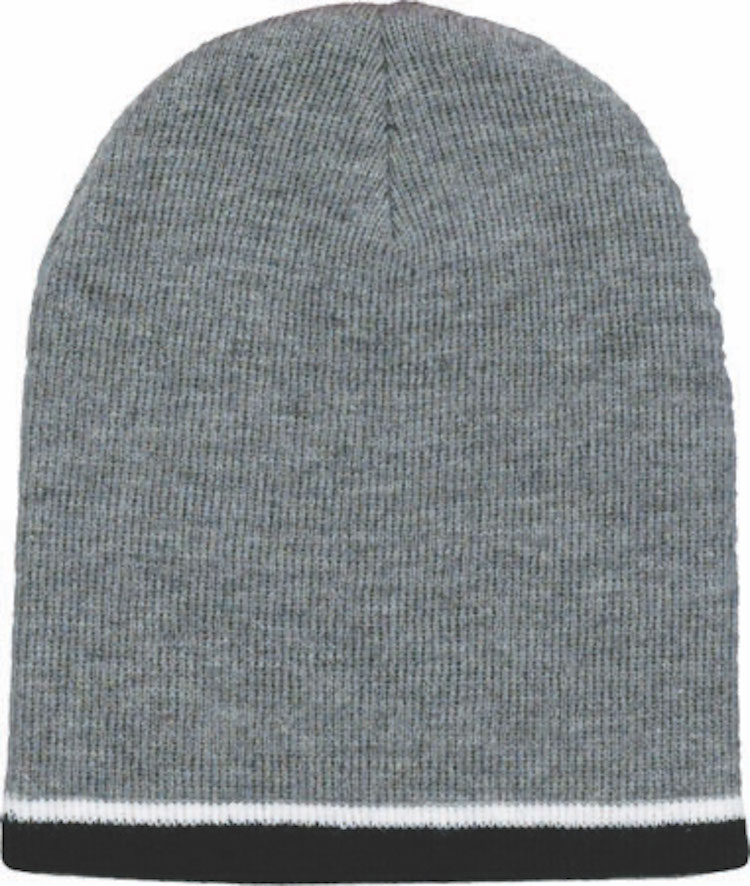 Tri Color Beanie Hat w/White Trim 3