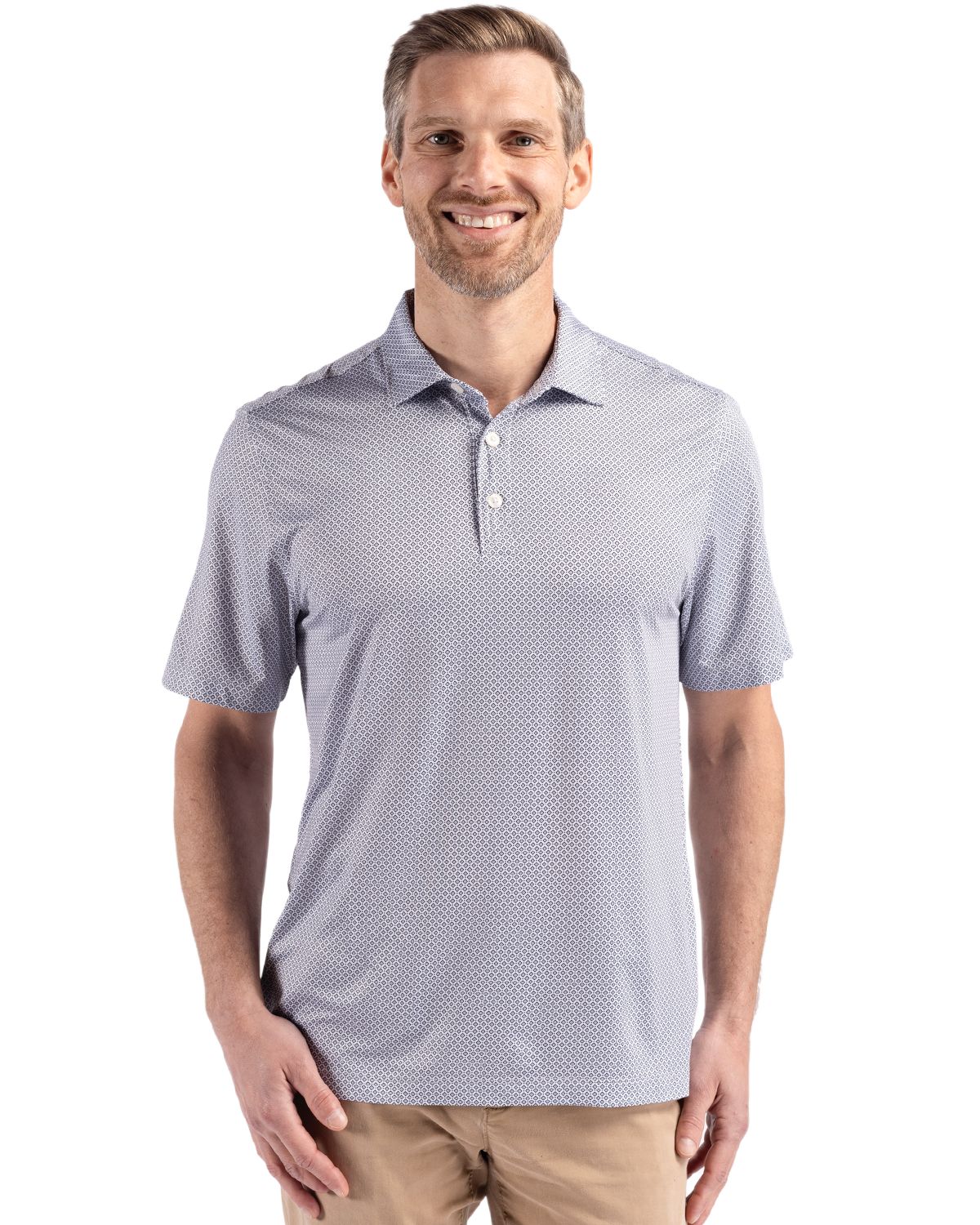 Cutter & Buck Pike Recycled Diamond Dot Print Mens Polo 21