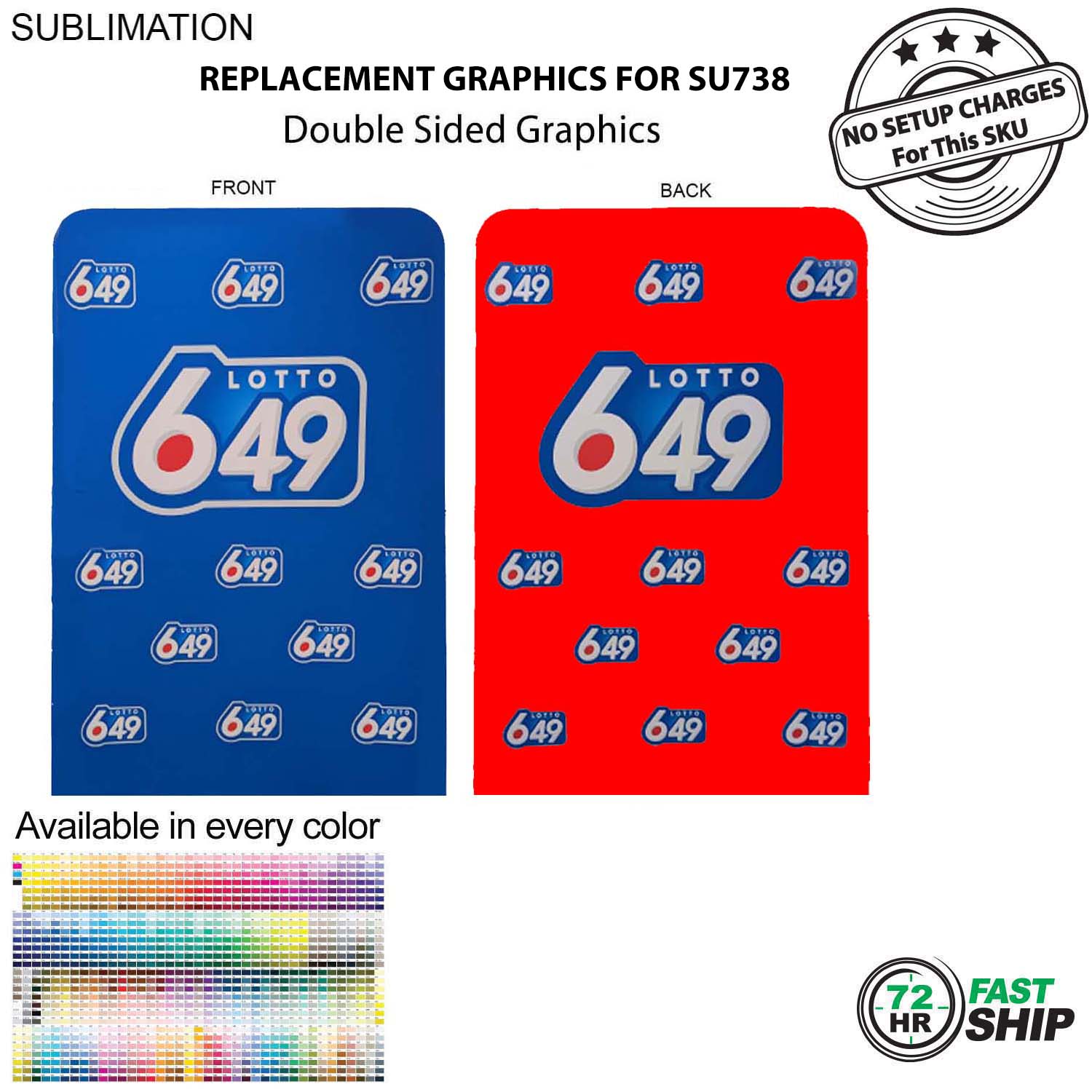 72 Hr Fast Ship - Replacement Graphics Double Sided 5'W x 90"H EuroFit Tension Fabric Slip on cover 8