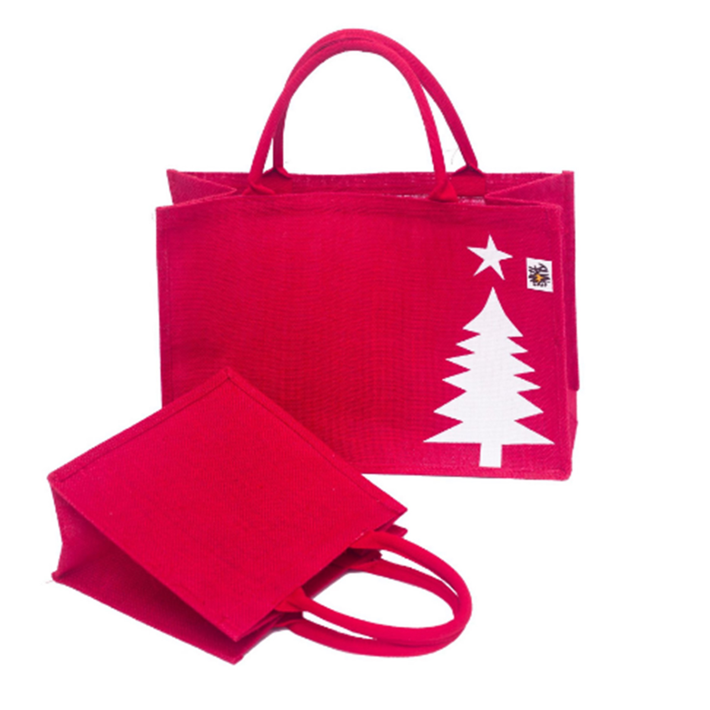 Red Color Printing Logo Jute Tote Shopping Bag 2