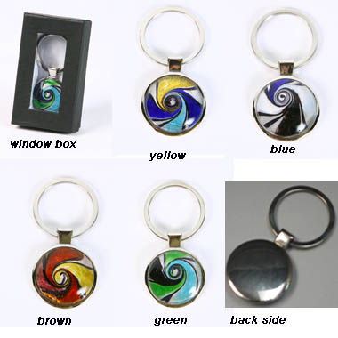 Multi Color Glass Covered Swirl KeyChain, SP 2