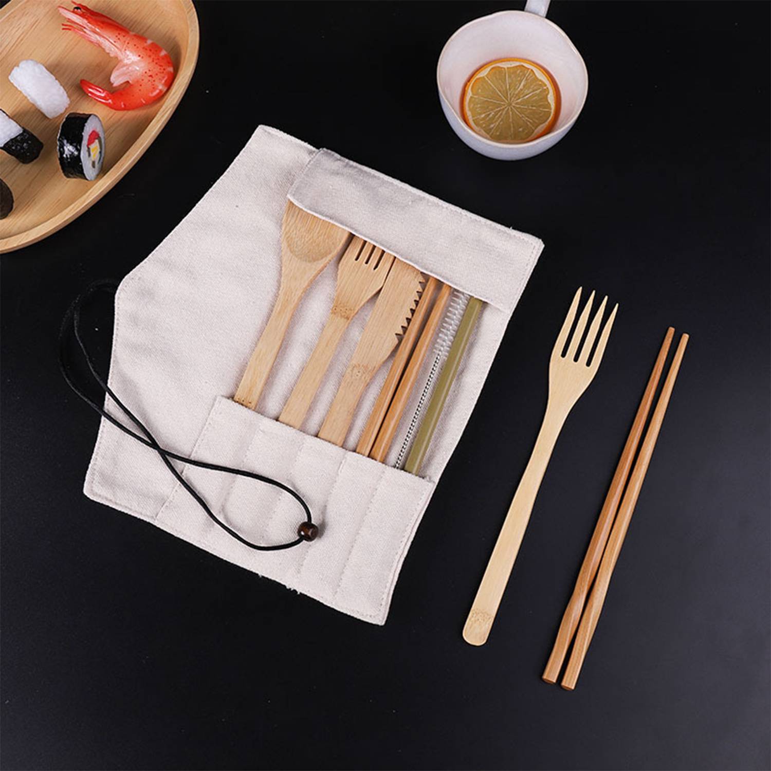 Travel Reusable Bamboo Cutlery Set 1