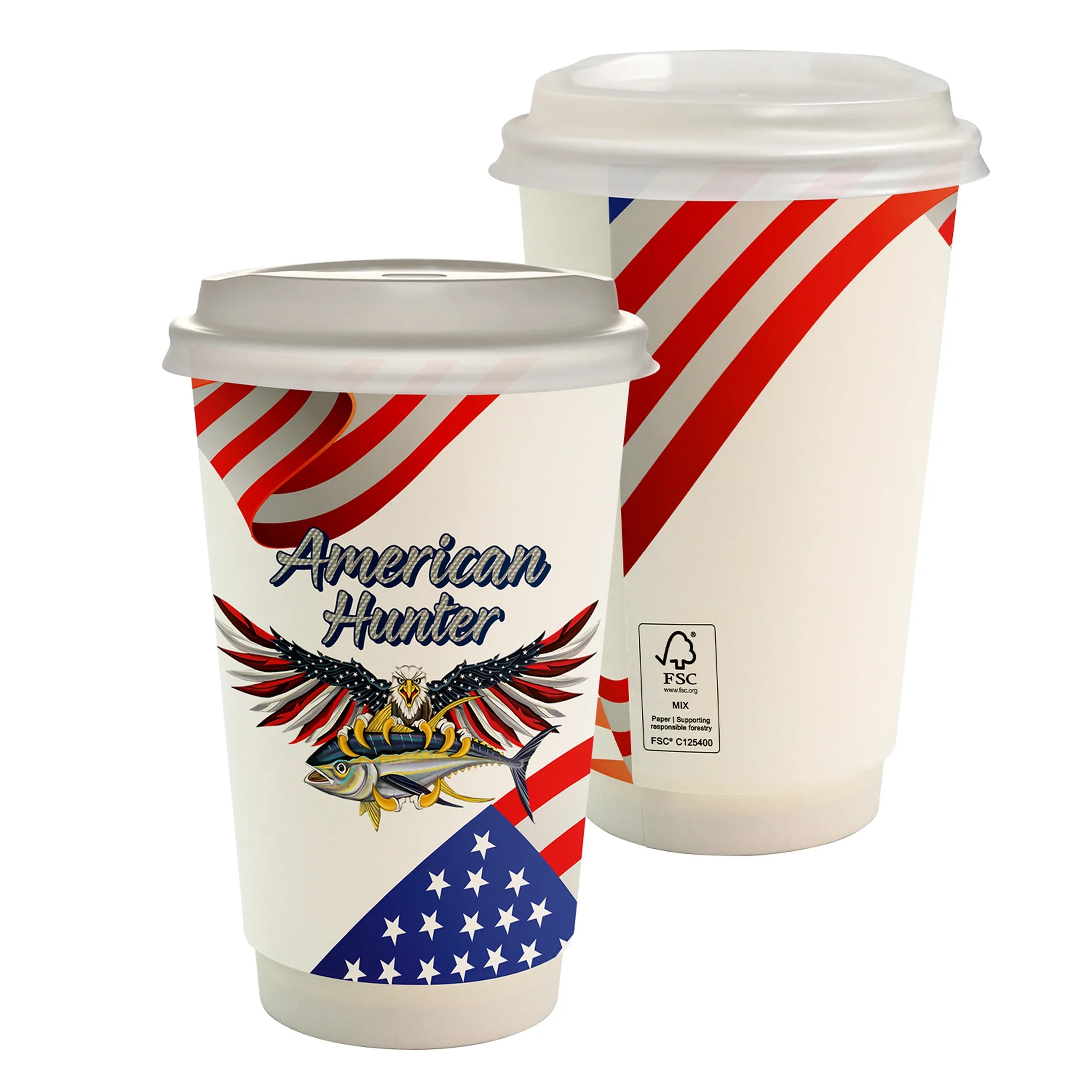 16 oz. Full Color Patriotic Paper Cup With Lid 1