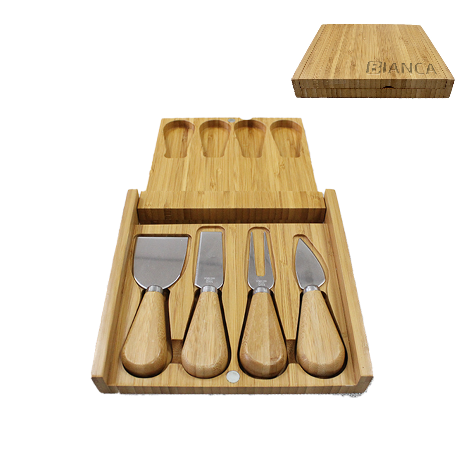 Gourmet wood cheese set with 4 Tools 6