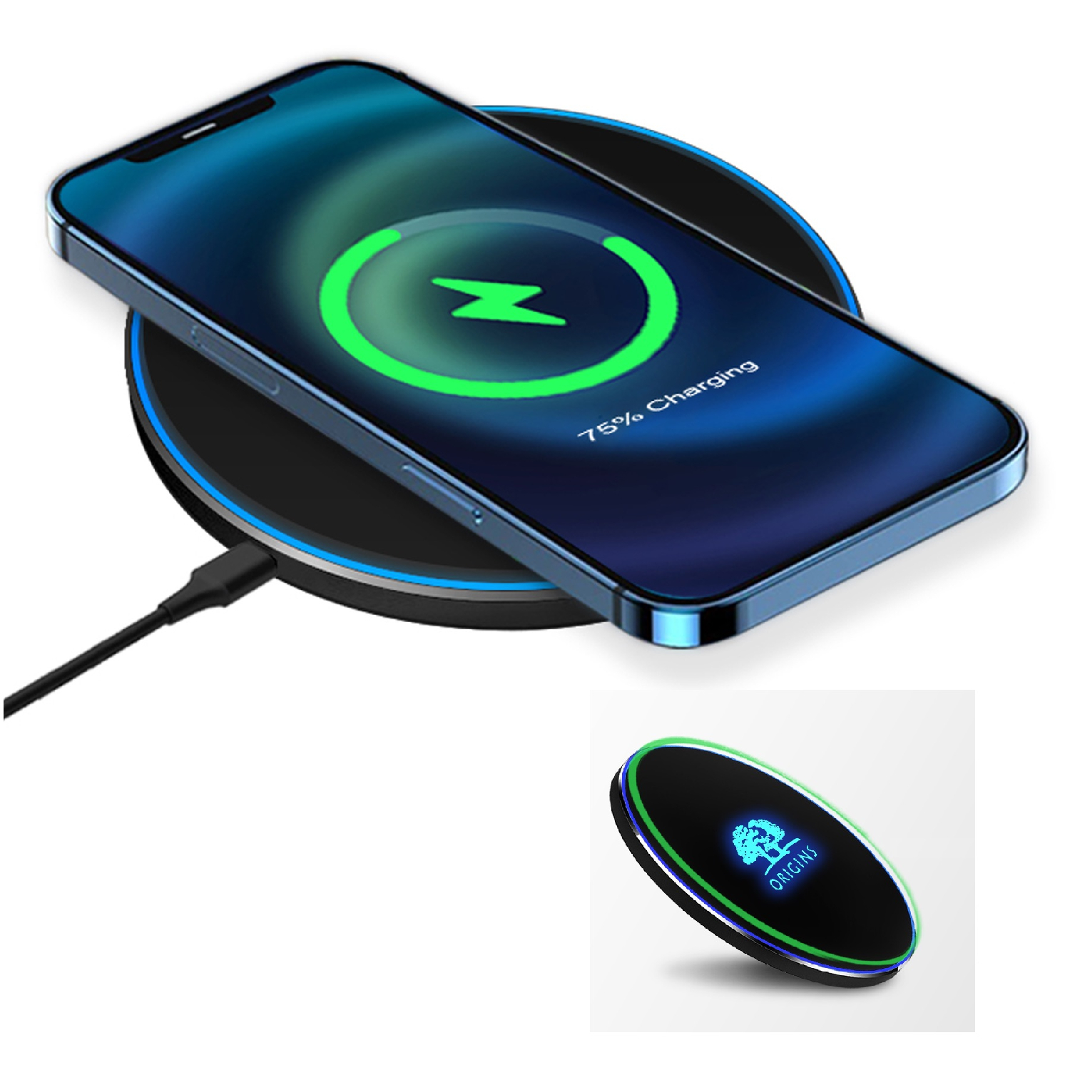 Ultra Slim Light Up Logo Wireless Charger Pad, 15W 3