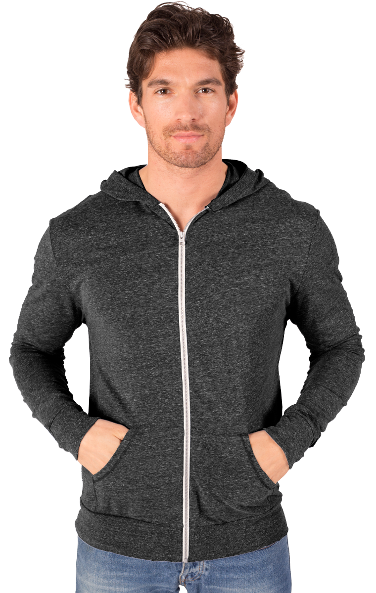 Adult Triblend Contrast Zip Front Hoodie 10