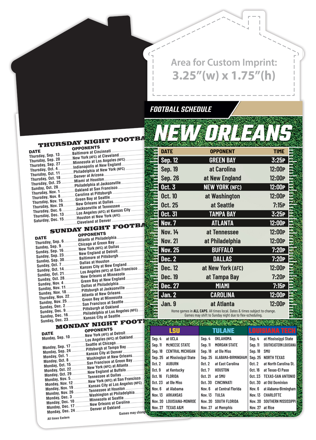 Magna-Card House Shape Magnet Football Schedules (3.5x9)