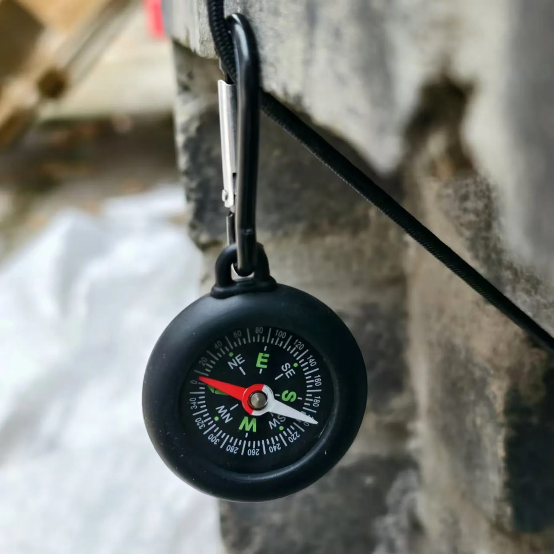 Pendant Silicone ABS Compass with Hanging Carabiner 4