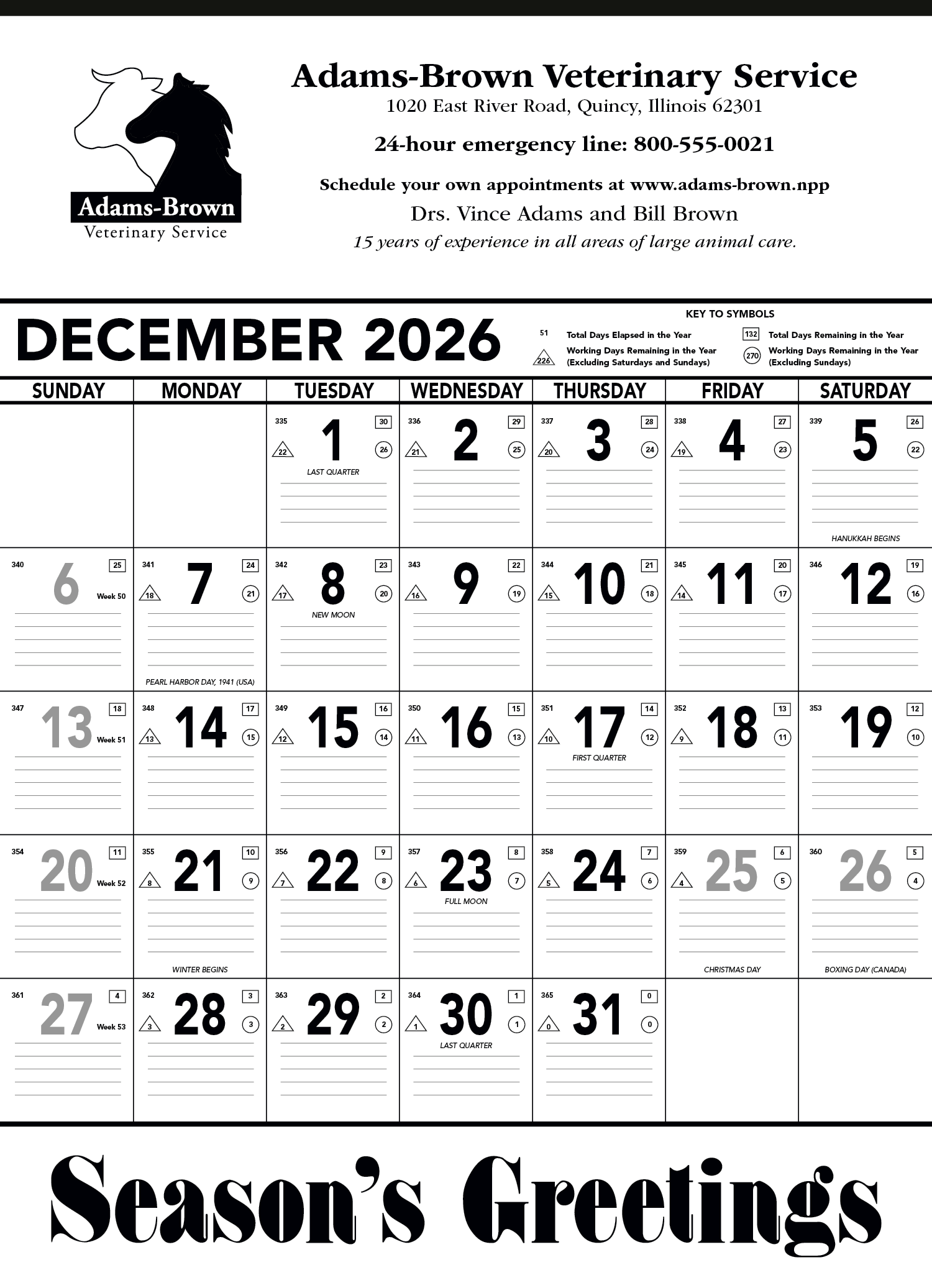 Triumph® Calendars Black & White Contractor Memo Calendar 14