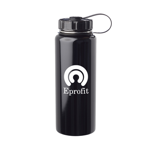 Stainless Steel Water Flask - Attached Lid, 34 oz.