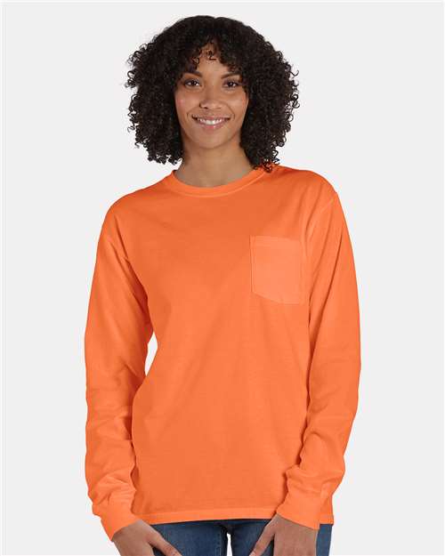 Unisex Garment-Dyed Long Sleeve T-Shirt With a Pocket - GDH250 84