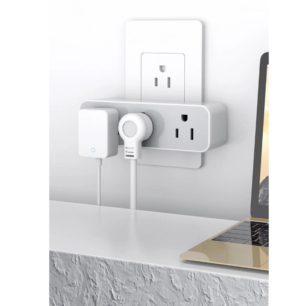 Travel Outlet Extender Wall Tap Grounded Adapter Plug 2
