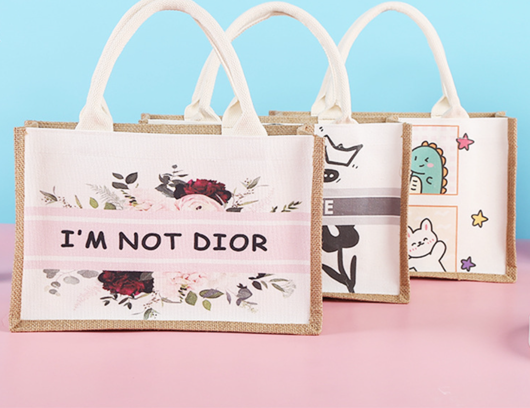 Jute Canvas Handbag, custom tote bag with logo imprint 2