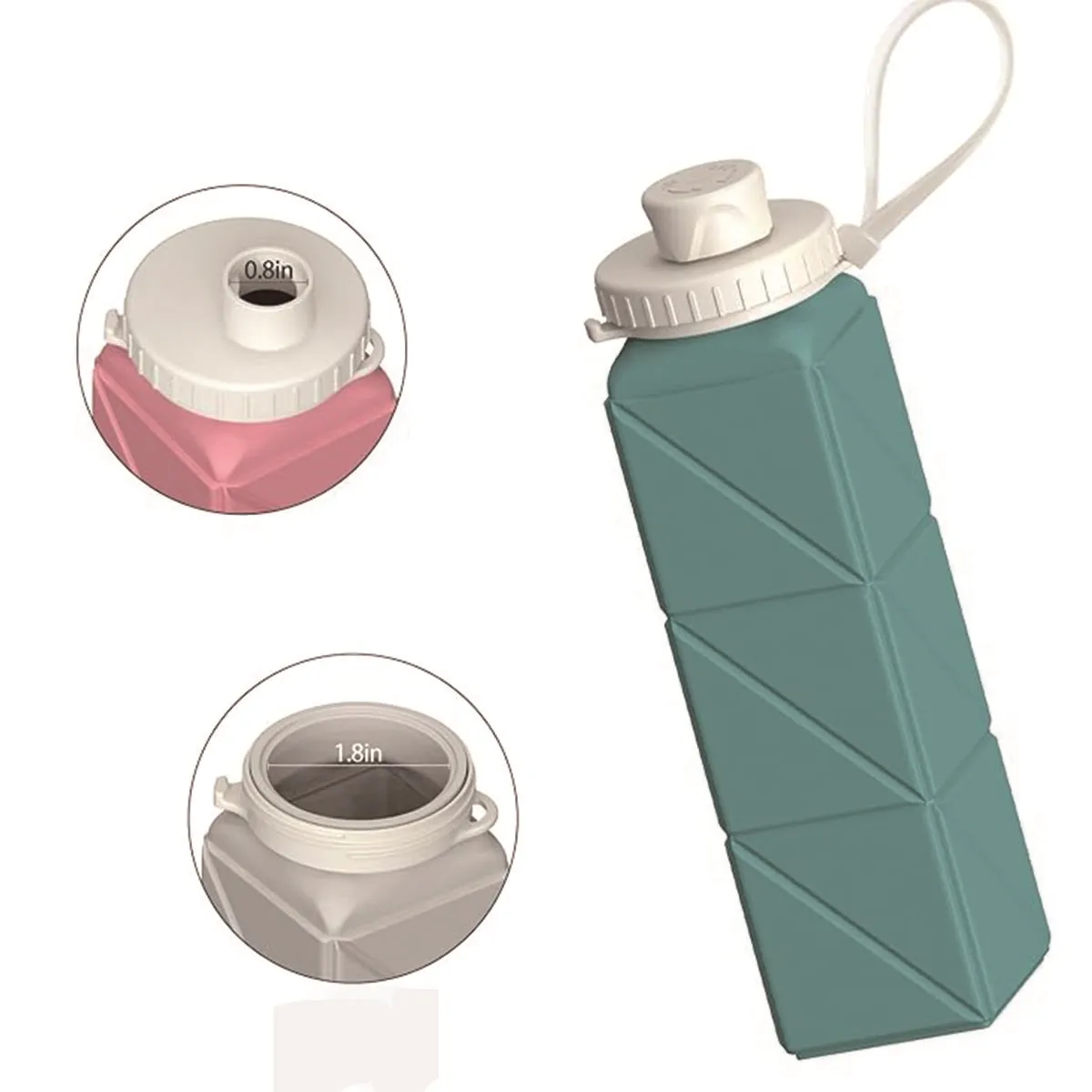 Collapsible Portable Silicone Water Bottle with Straw Lid 5