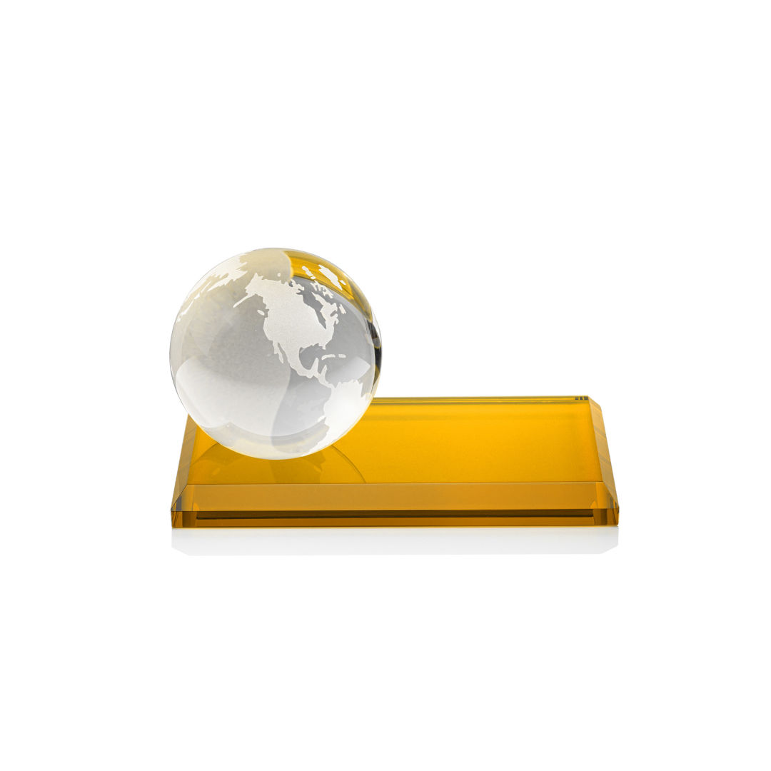 Globe VividPrint™ Award on Rectangle Base - Amber 2