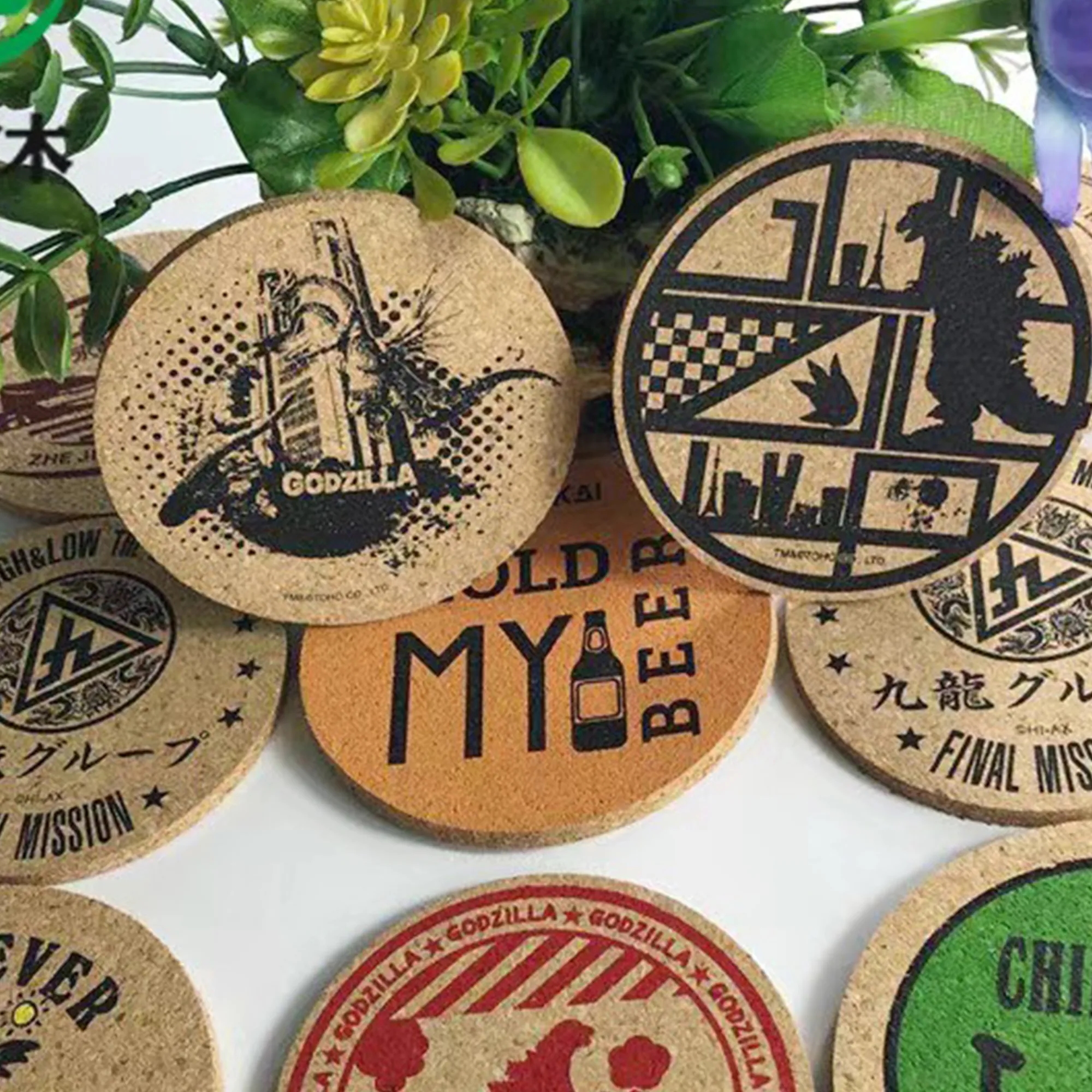 Round Square Cork Table Mat Customizable Logo 3