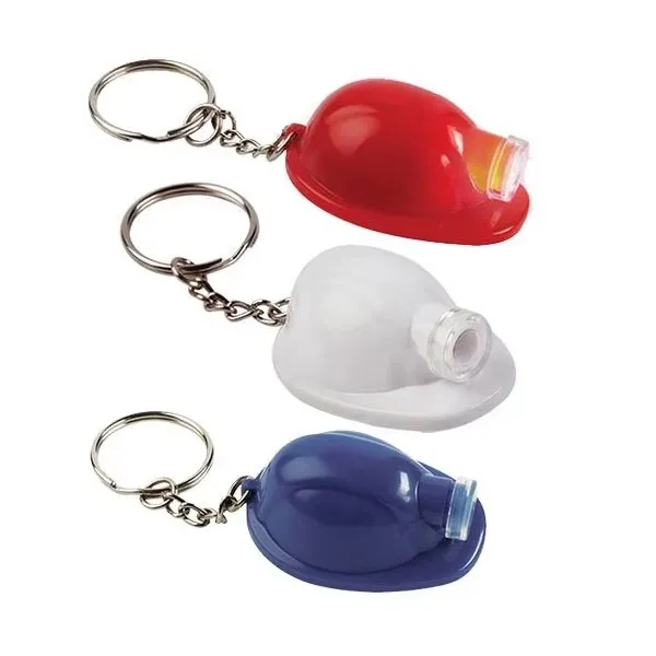 Safety Helmet LED Light Up Flashlight Keychain 1