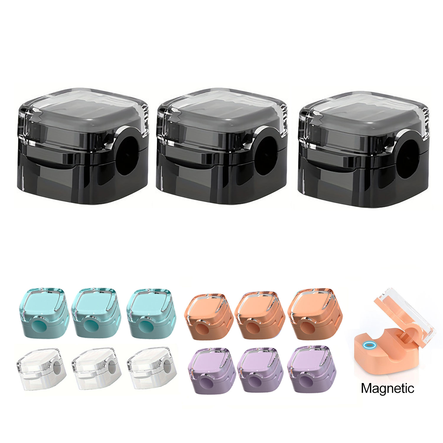 3Pcs ABS Magnetic Desktop Cable Organizer w/ Adhesive Base 4
