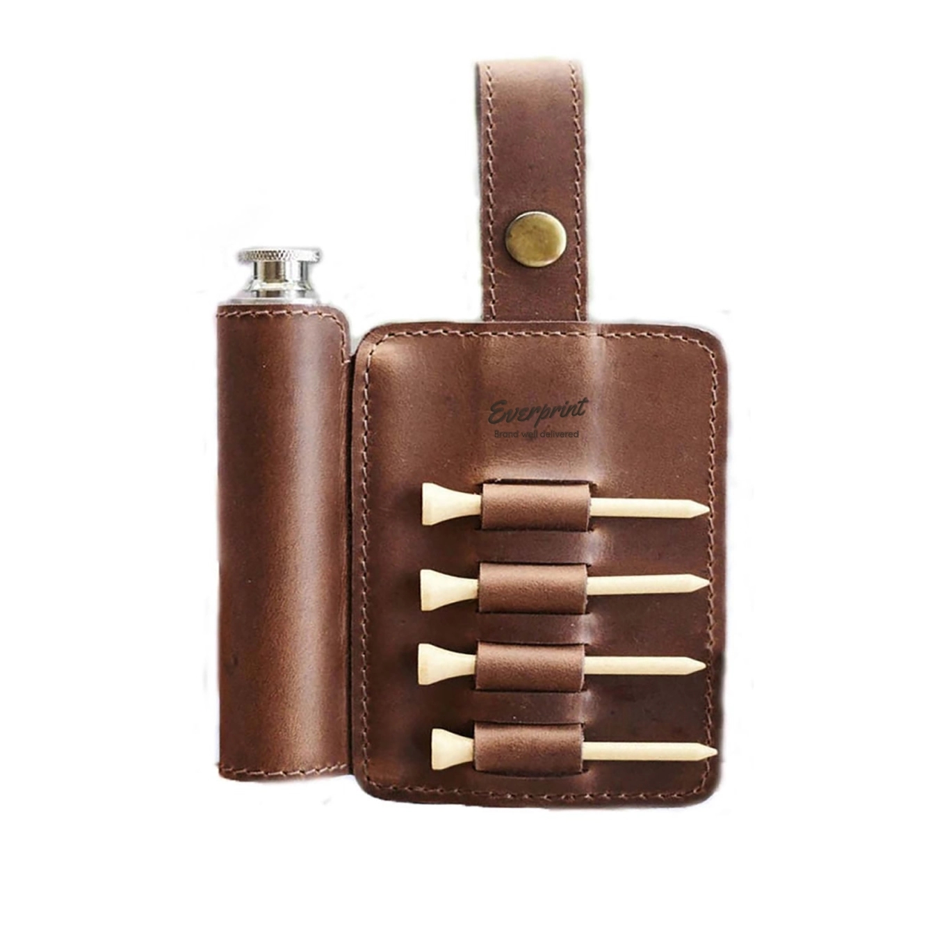 LEATHER GOLF TEE HOLDER & HIP FLASK 5