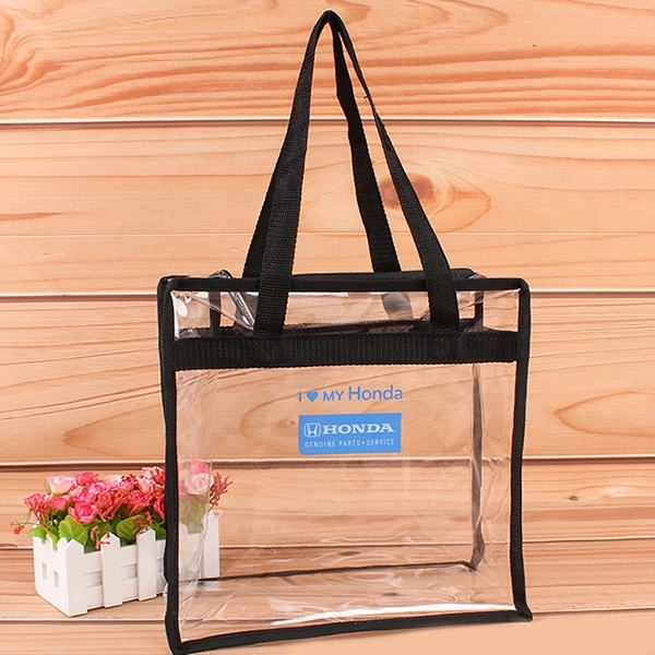 12 x 12 x 6 Clear Zipper Tote with Handles 1