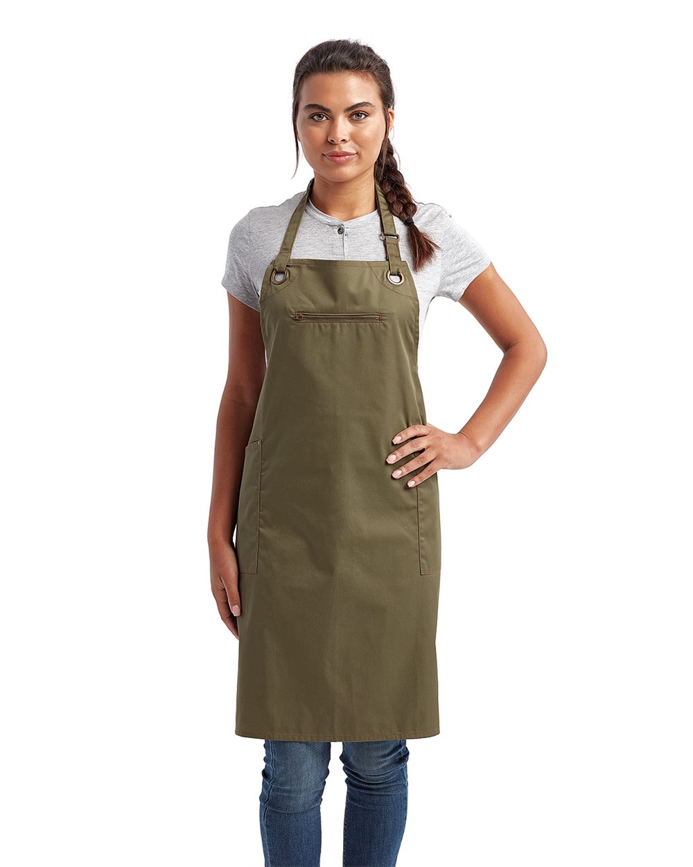 Barley Contrast Stitch Recycled Bib Apron - RP121 15