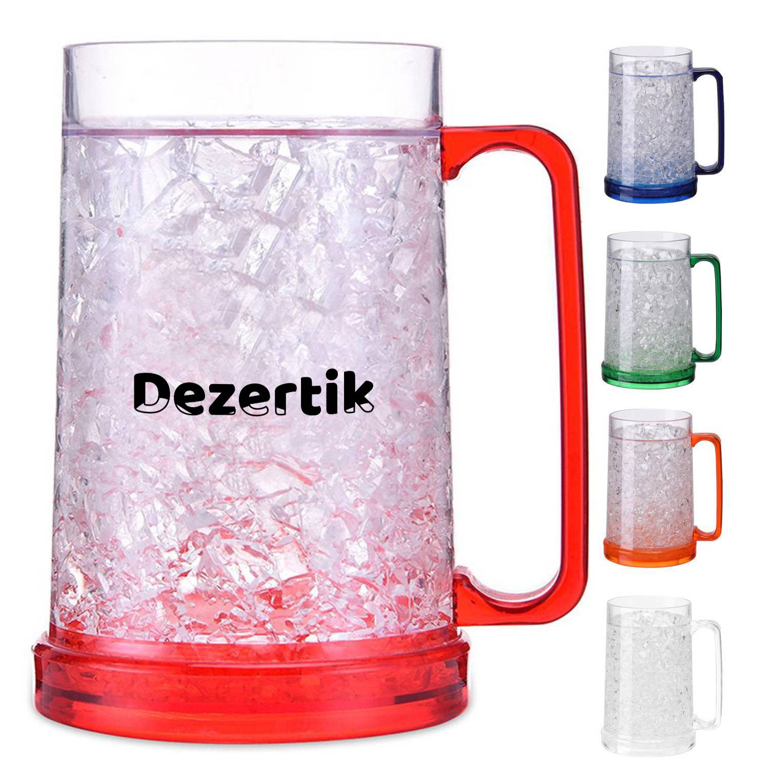 16 oz Plastic Double Wall Freezer Frosted Beer Mugs 2