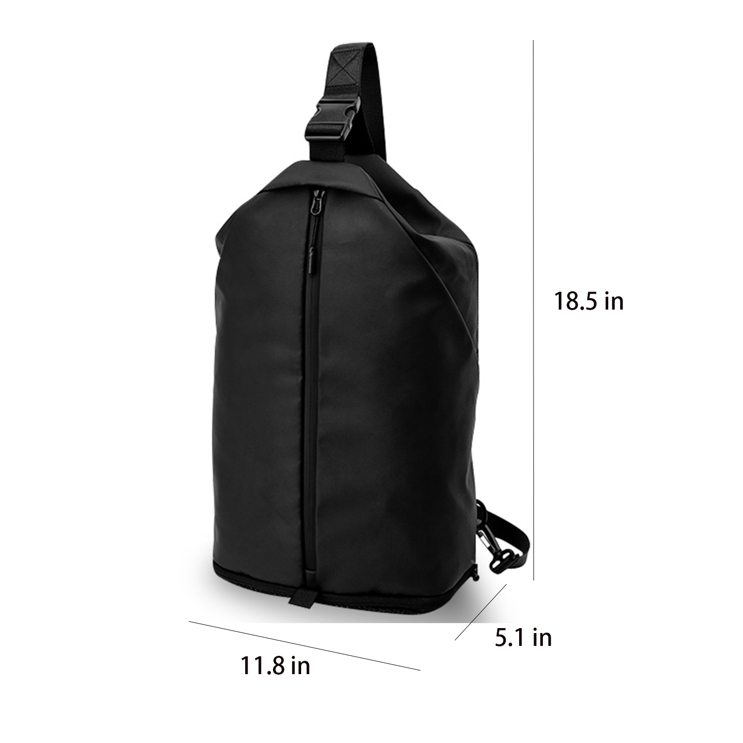 Black Sling Chest Bag W/ Usb Charge Port 2