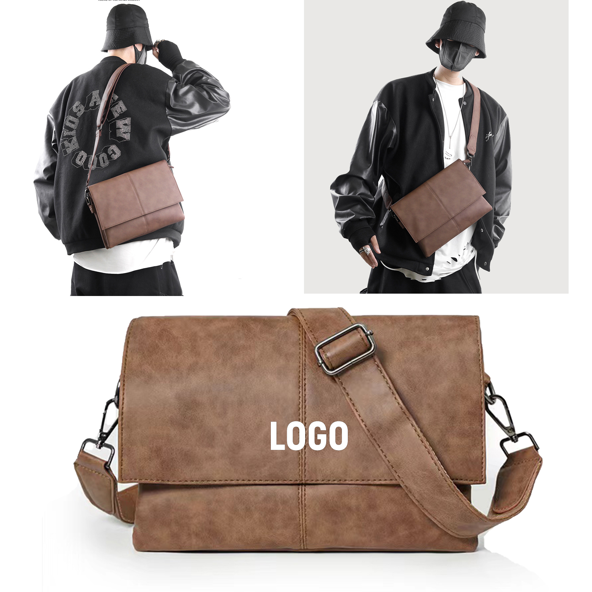Leather Messenger Bag Men And Women 5
