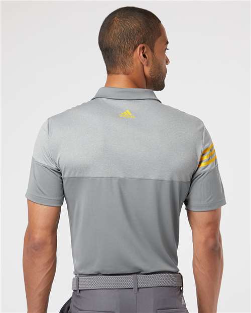 Men's Heathered 3-Stripes Colorblocked Polo - A213 5
