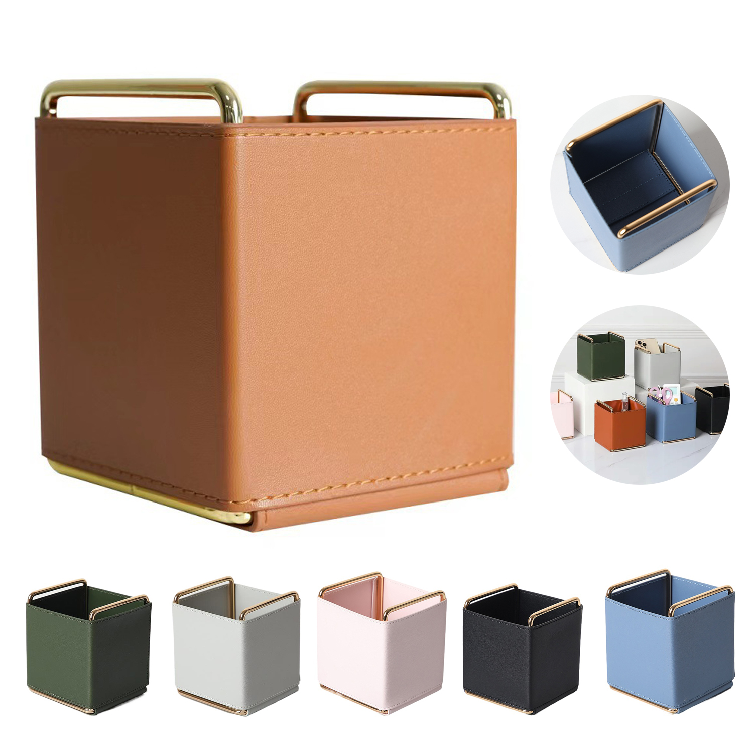 PU Leather Desktop Storage Organizer Box 10