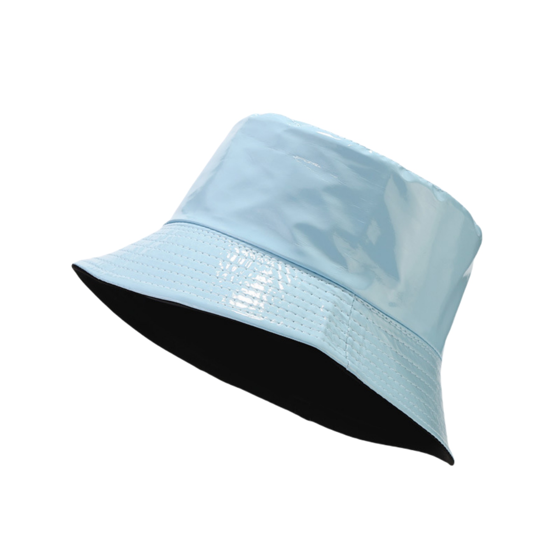 Metallic Bucket PU Hat Trendy WomensReversibleBeach Cap 1