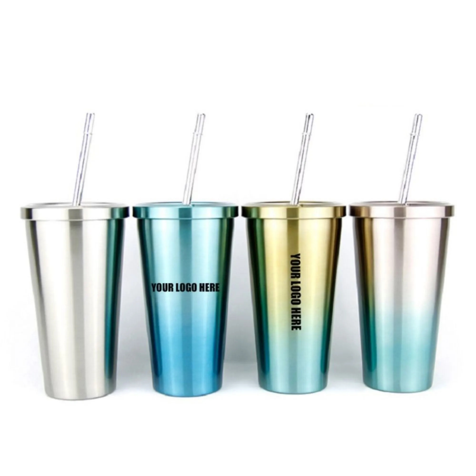17oz Double Wall Stainless Steel Cup with Lid and Straw 3