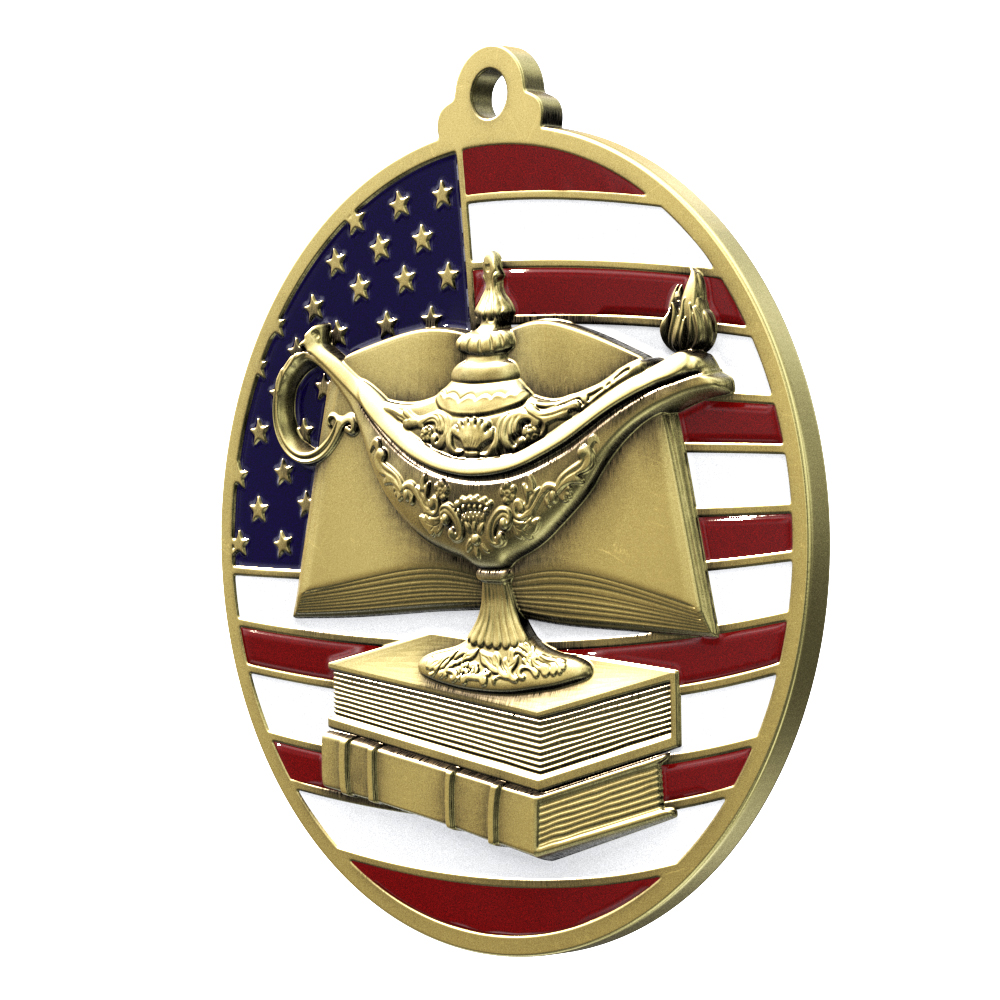 Book & Lamp Patriotic Medallion (2-3/4") 10