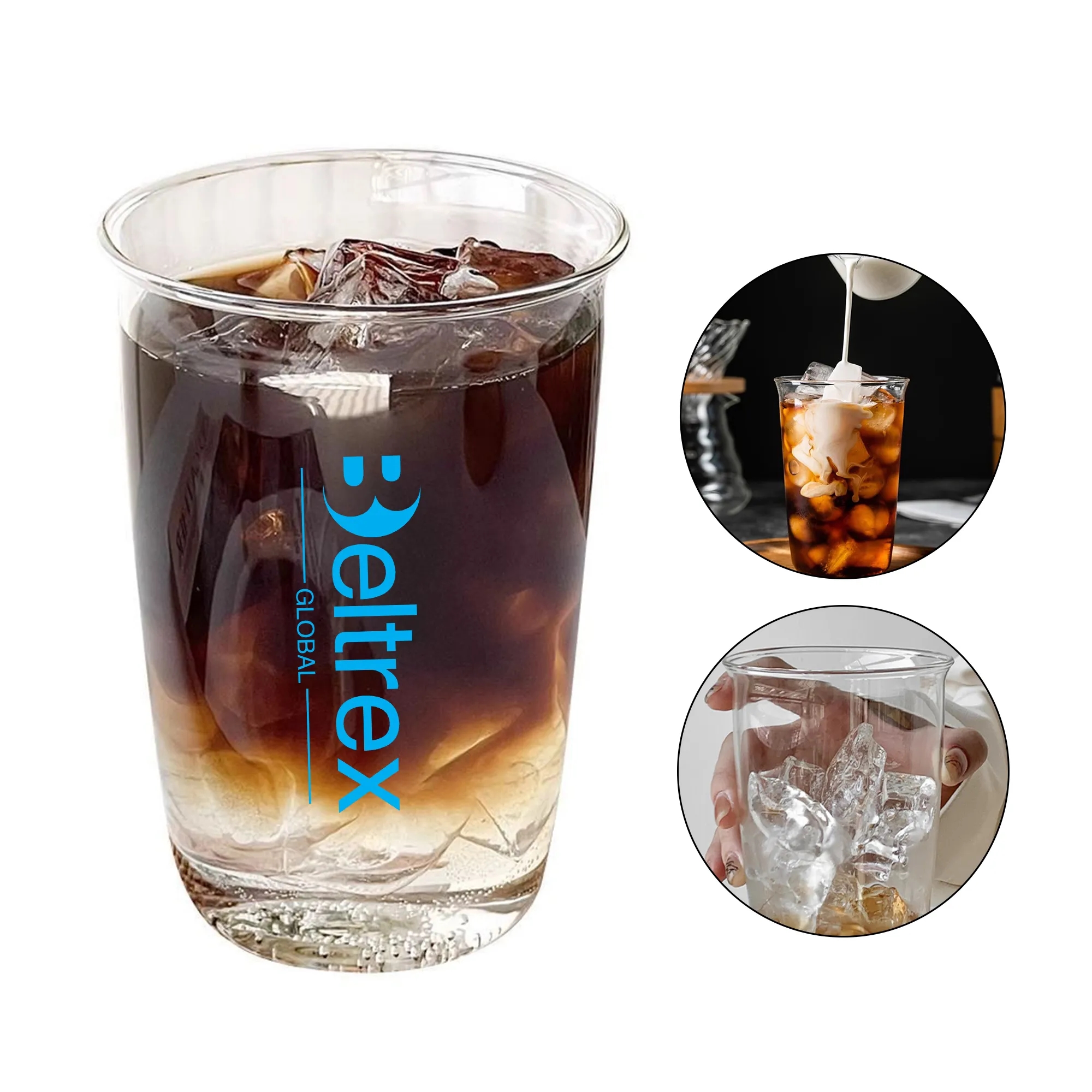 14oz Clear Glass Tumbler for Cold Beverages 2