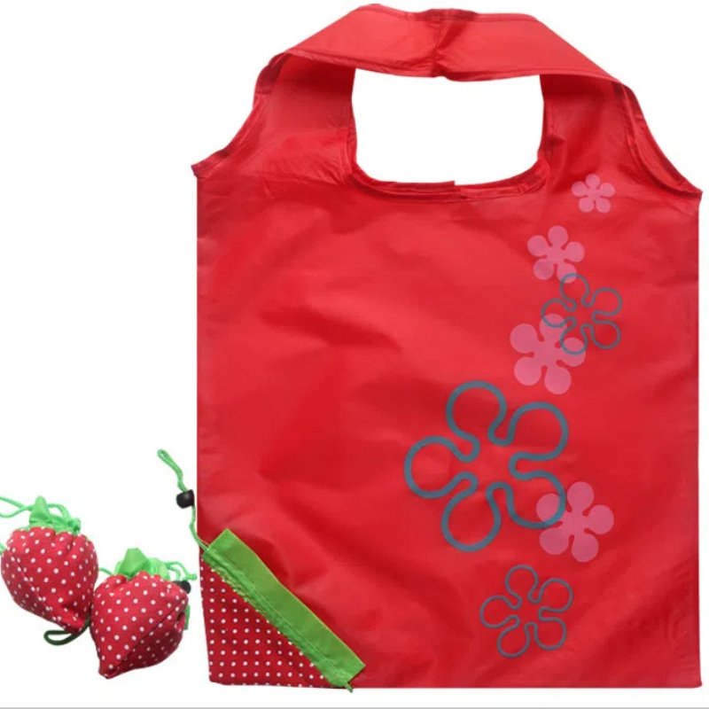 Handbag Strawberry Foldable Shopping Bags Custom Reusable Folding Grocery Nylon Eco Tote Bag 1