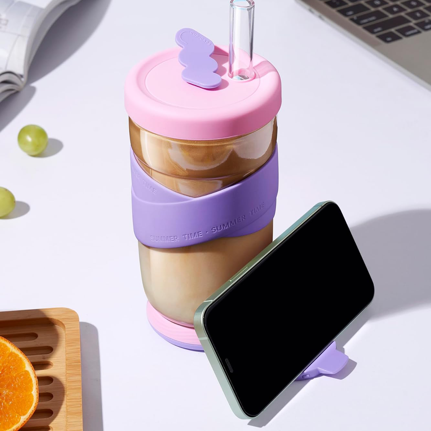 22Oz Glass Tumbler With Straw And Lid 6