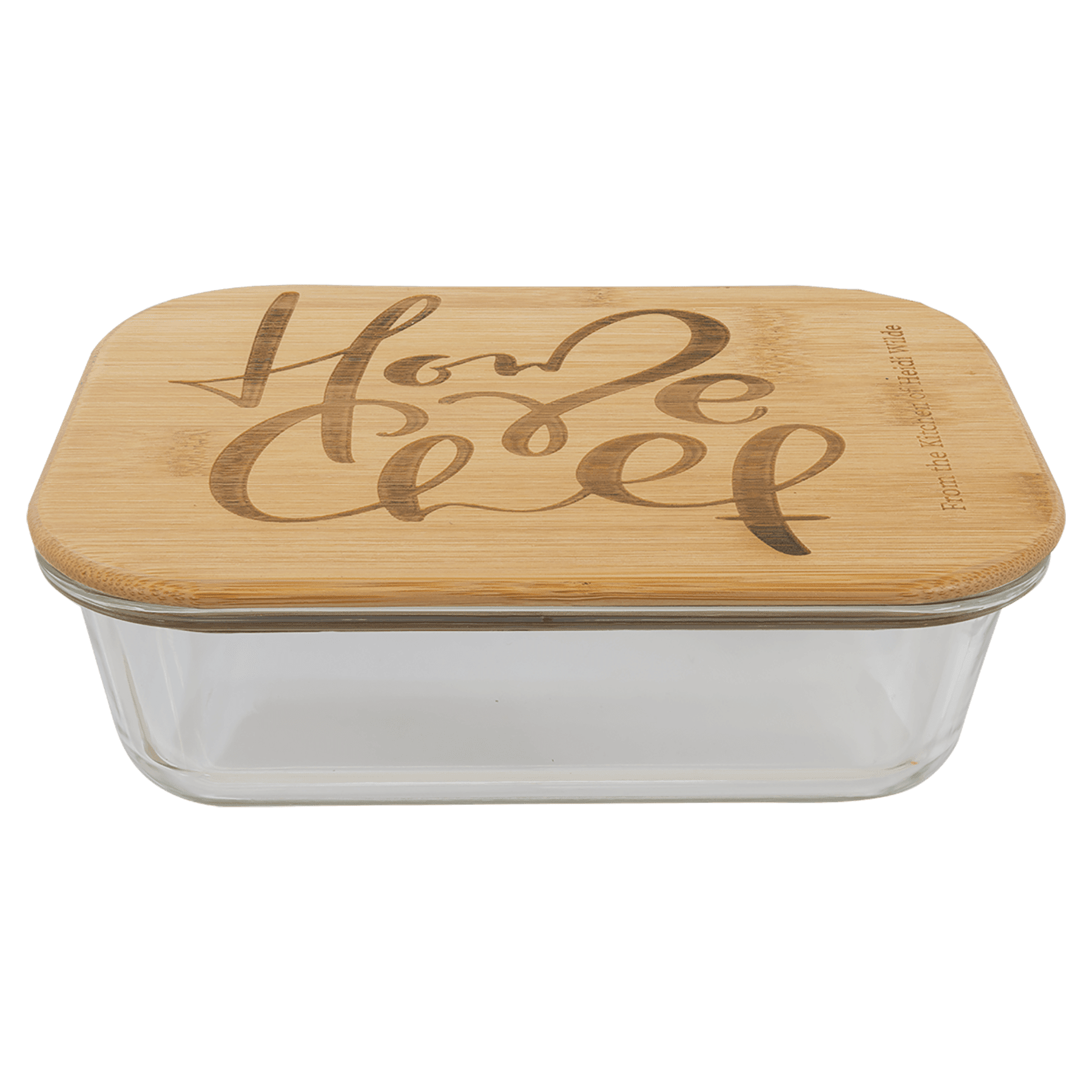 35 oz. Rectangle Glass Container with Bamboo Lid 2