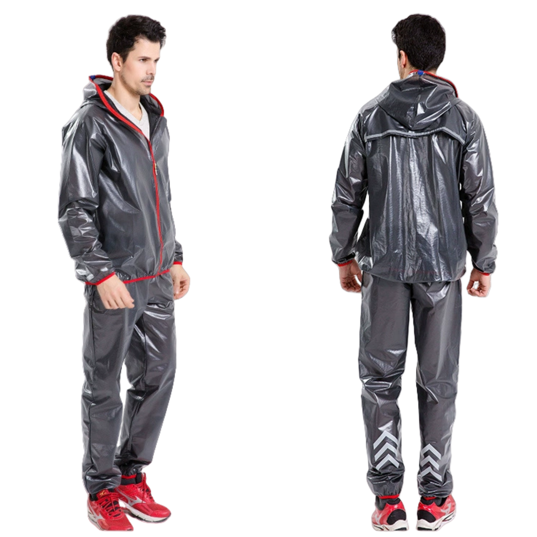 Breathable PU Raincoat Suit Reflective Poncho Jacket 8