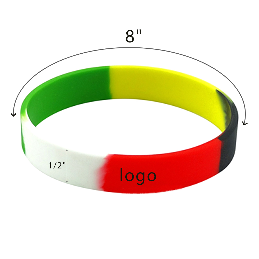 Custom logos are available with multi-color silicone wristbands 1
