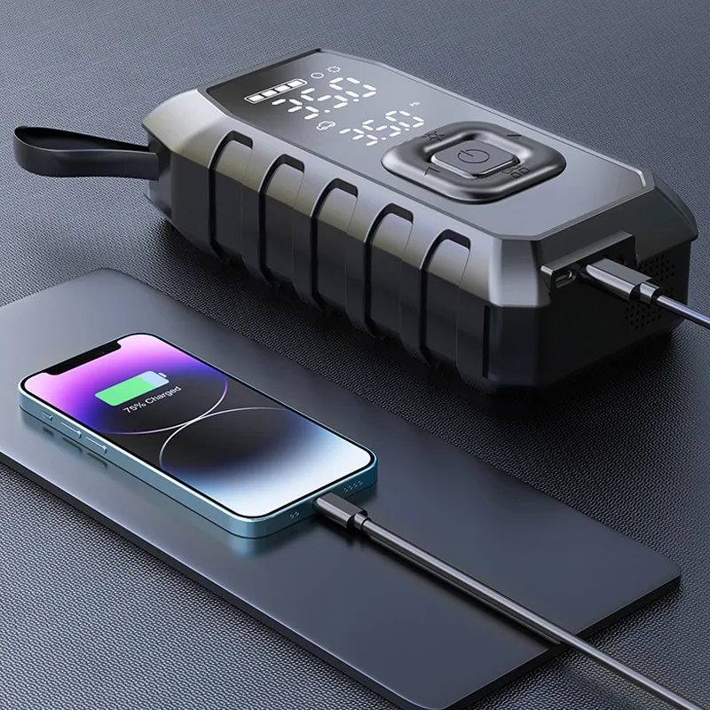 10400mAh Car Emergency Jump Starter with Air Pump Peak 1500A 3