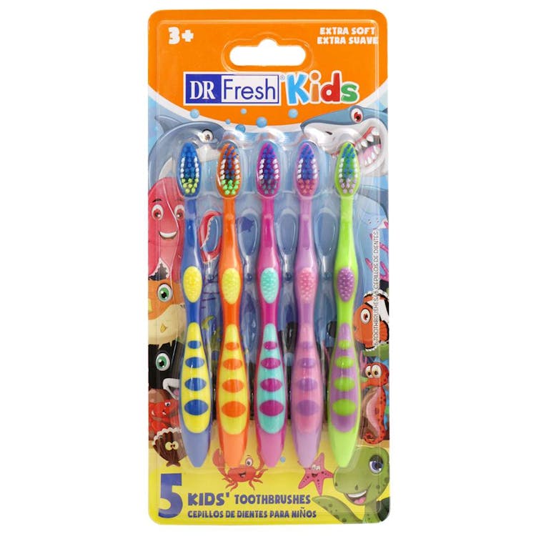 Dr. Fresh Kids Toothbrushes - 5 Pack Assorted Colors 1