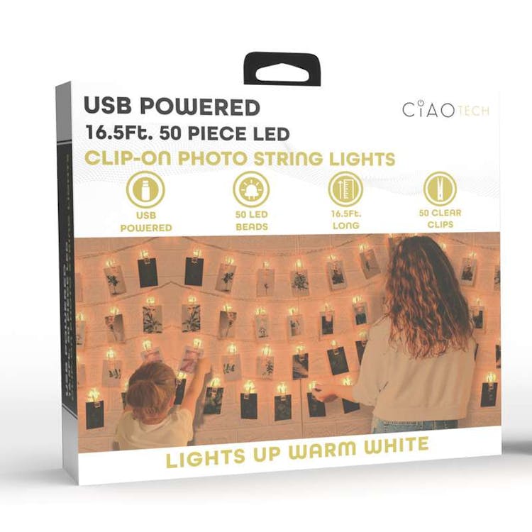 LED Clip-On Photo String Lights - Warm White, promotional household item with logo imprint 2
