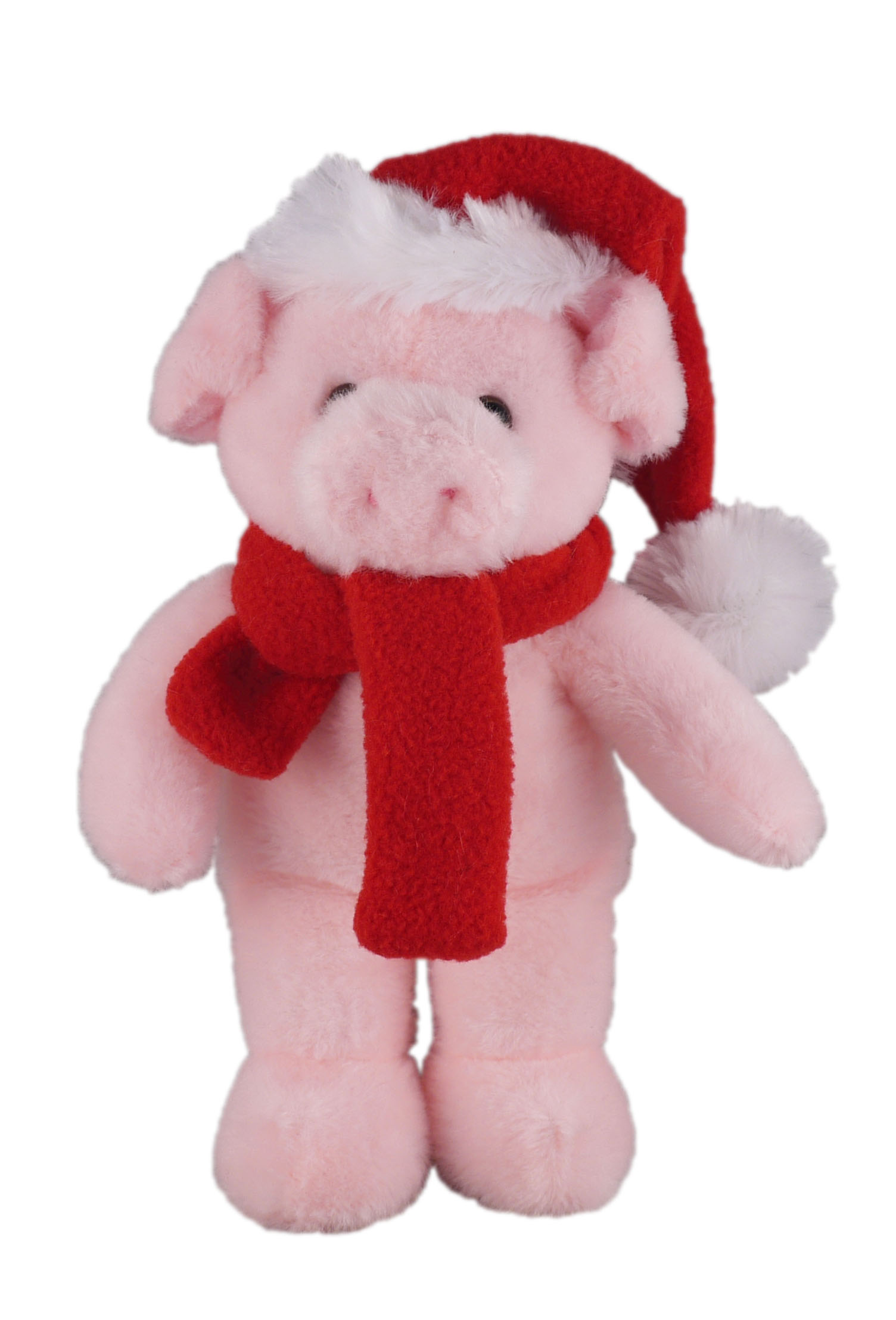 Soft Plush Stuffed Pig with Christmas Hat and Scarf 2