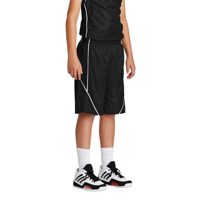 Sport-Tek Youth PosiCharge Mesh Reversible Spliced Short. 6