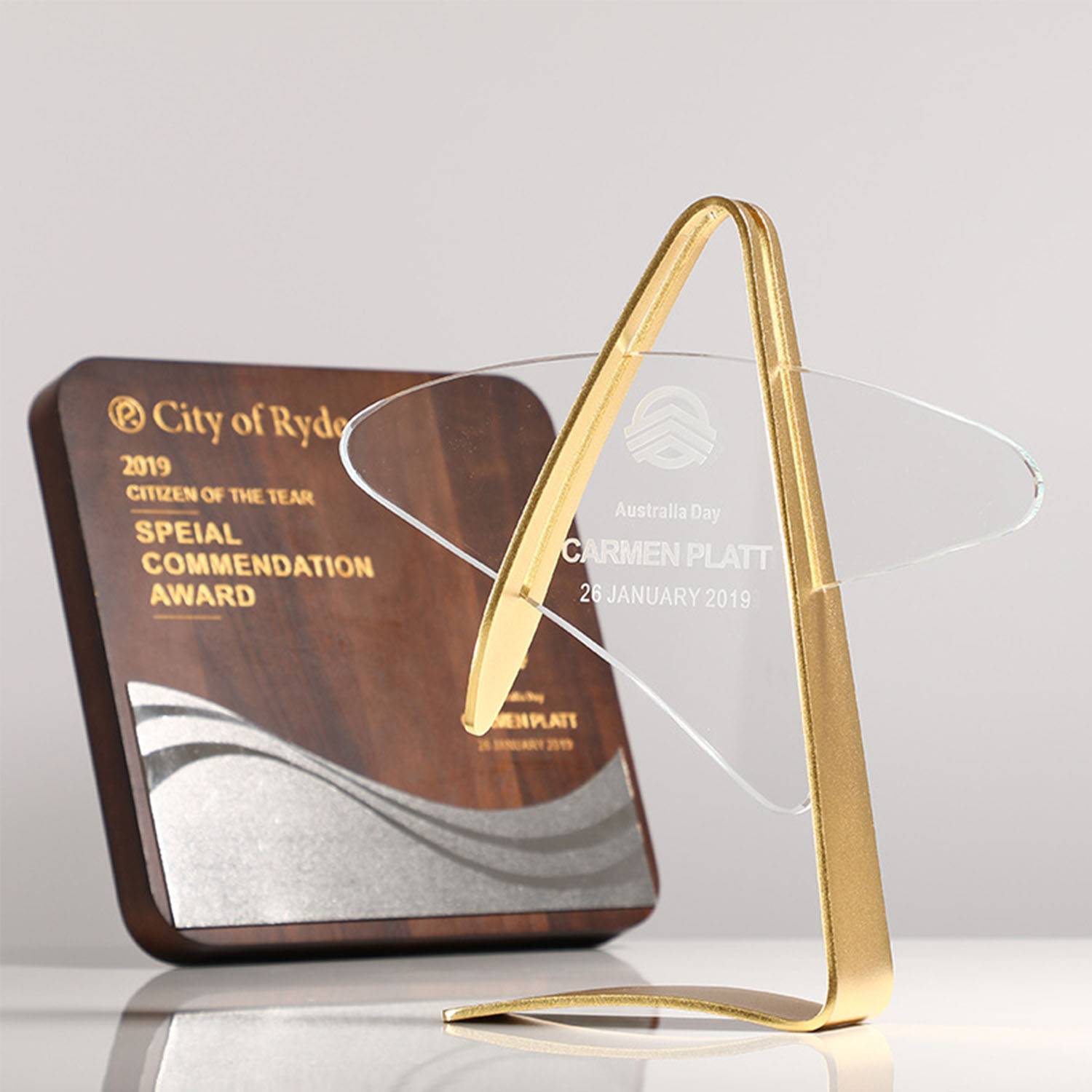 Metal crystal trophy 3