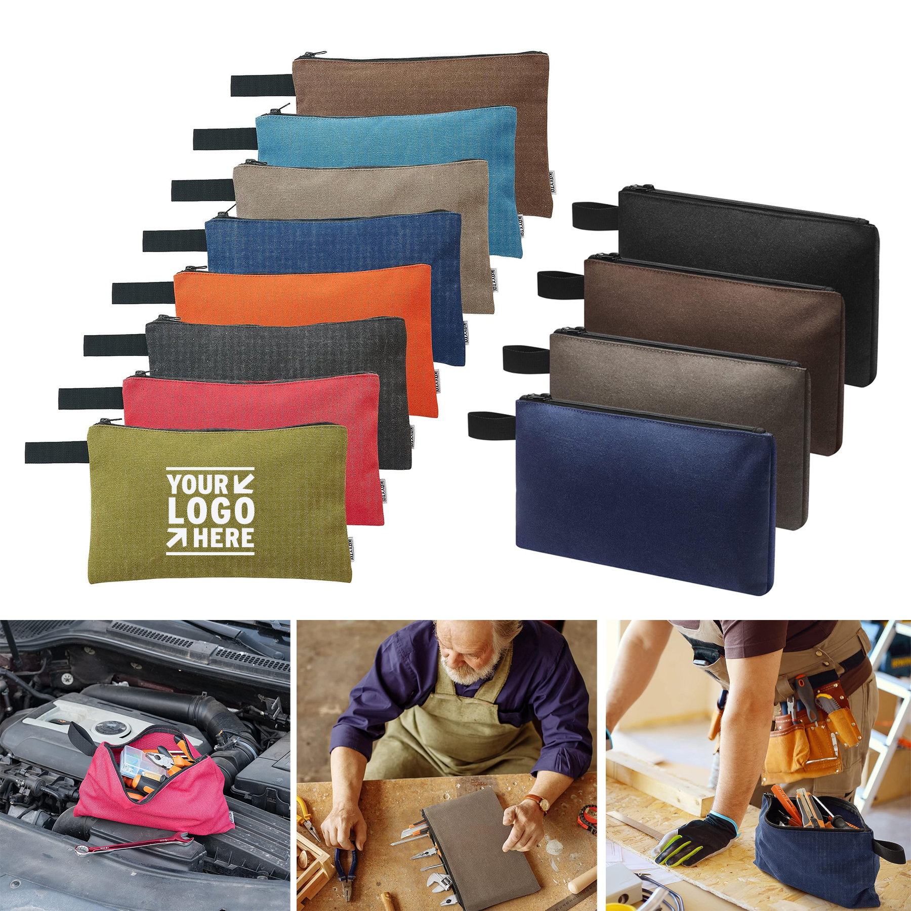 16 OZ Heavy Duty Canvas Tool Small Zipper Pouch Multipurpose Utility Bag 2