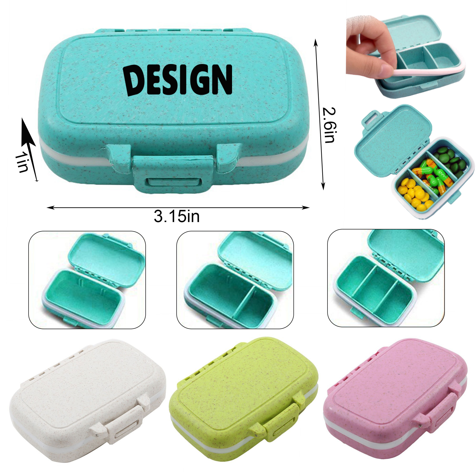 MOQ50 3 Compartments Portable Small Pill Case 2